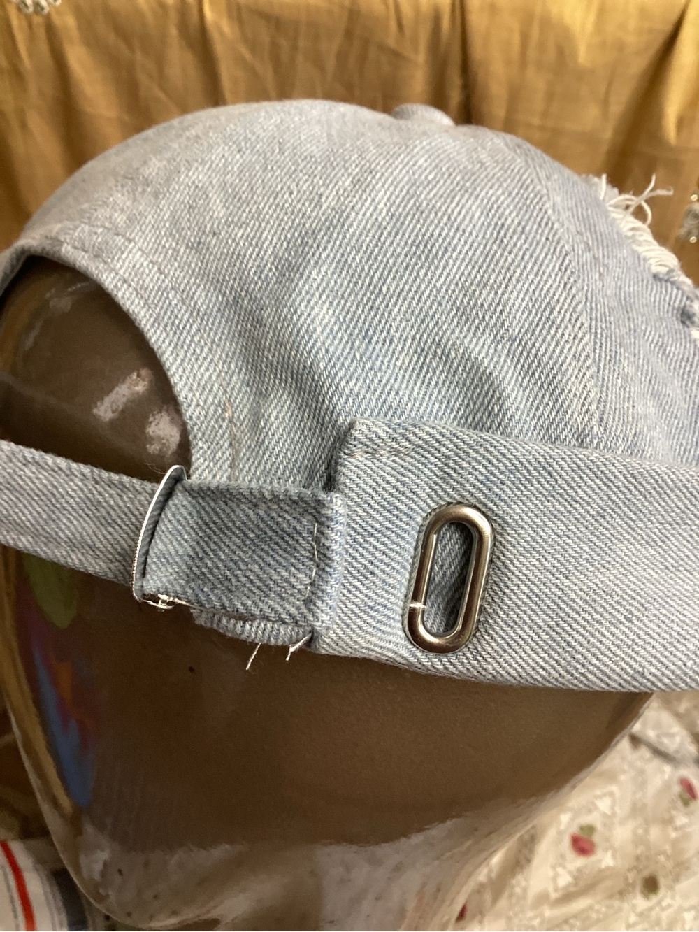 Light Blue Distressed Denim Cuffed Beanie - Picture 6 of 11